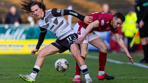 Ayr's Logan Chalmers and Arbroath's Darren Lyon