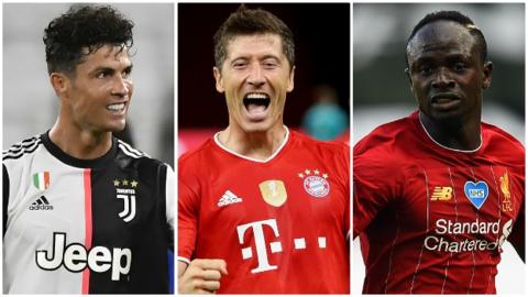 Cristiano Ronaldo, Robert Lewandowski, Sadio Mane