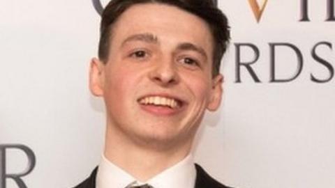 Anthony Boyle seen here with Noma Dumezweni who won the award for best actress in a supporting role