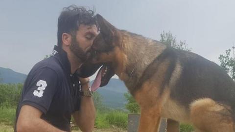 Fabiano Ettore and his german shepherd dog