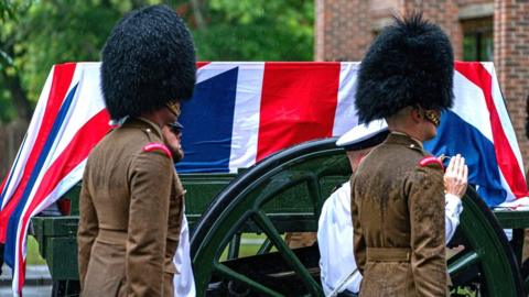 A rehearsal for the state funeral of Queen Elizabeth II seen on 13 September in Fareham