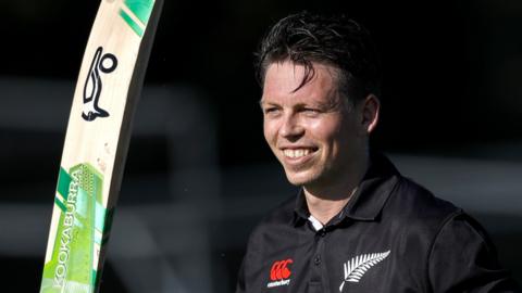 New Zealand's Michael Bracewell celebrates the win over Ireland