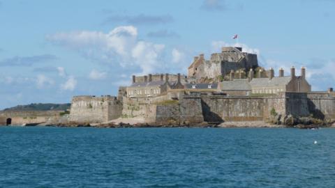 Elizabeth Castle surrounded by water