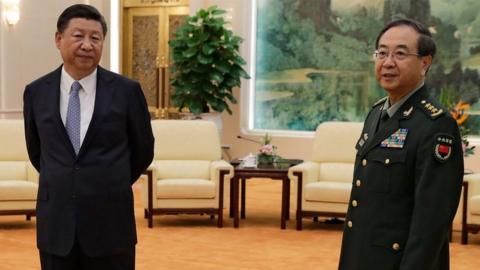 China's President Xi Jinping and General Fang Fenghui, chief of the general staff of the Chinese People's Liberation Army in 2017