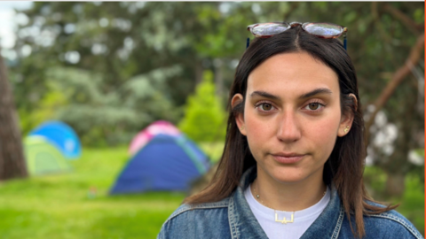 Leia Baig is camping out in protest against the war in Gaza