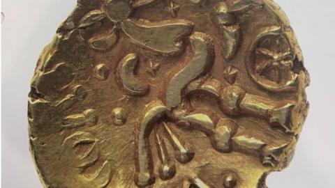 The gold coin found in the Gloucestershire hoard