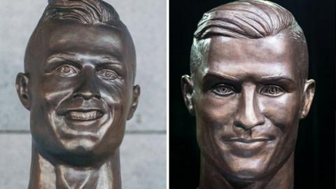 The old and the new Christiano Ronaldo bust by sculptor Emanuel Santos