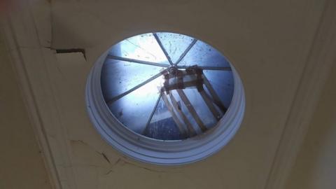 Damaged skylight