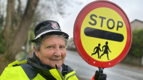 Susan Chilton outside school