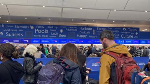 The queue at Gatwick on Sunday
