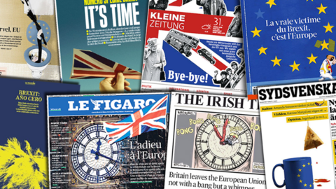 Newspaper front pages on the day the UK leaves the EU