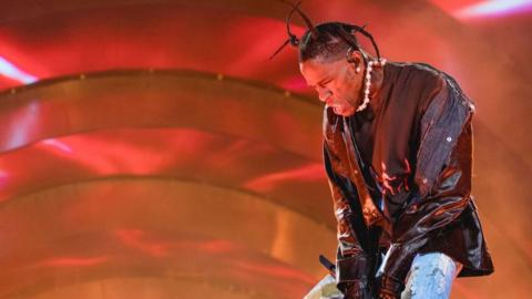 Travis Scott performs onstage during the third annual Astroworld Festival at NRG Park