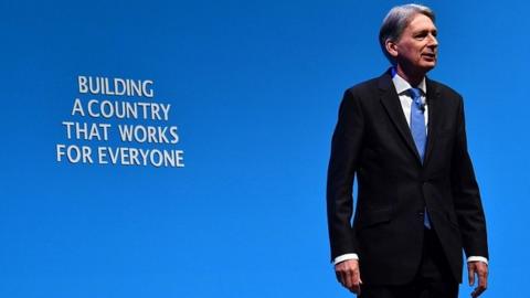 Philip Hammond speaking at the Conservative conference