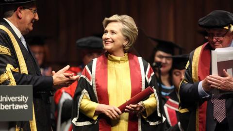 Hilary Clinton accepting honorary doctorate