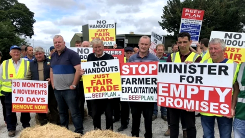 Beef farmers protesting in County Galway