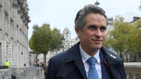 British Minister of State without Portfolio, Gavin Williamson, walks along Whitehall in London, Britain, November 7, 2022