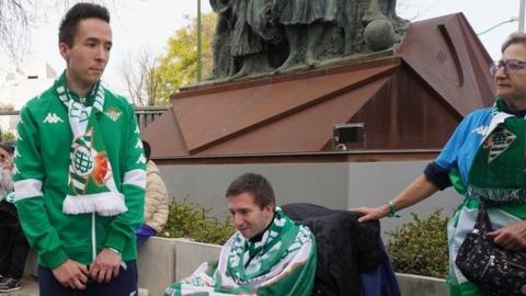 Real Betis fans before their La Liga match against Real Vallodolid