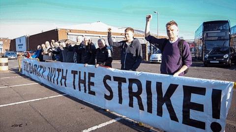 Union picket line at ADL's Camelon factory