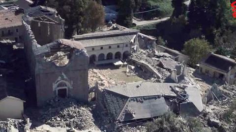 Aerial view of Amatrice - 30 October (firefighters' handout)