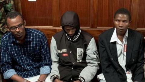 The four suspects awaiting their verdict in court on 19 June