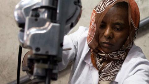 Worker in factory in Ethiopia