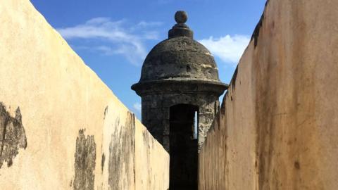 A watch tower on an old fort in San Juan, Puerto Rico