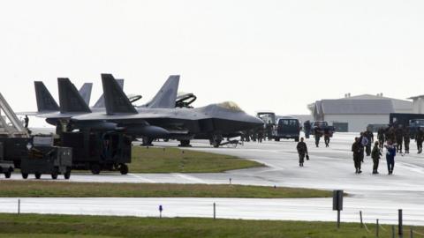 Fighter jets on US base in Okinawa