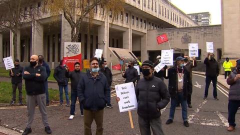 Drivers protesting