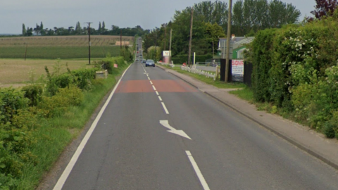 A Google Street image of the A257 near Shatterling in Kent.