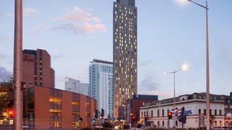 Architect's impression of proposed 42-storey building in Cardiff