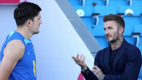 England defender Harry Maguire and David Beckham