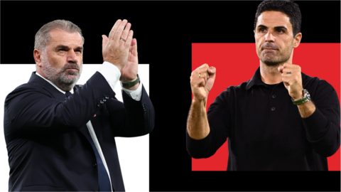 Ange Postecoglou (left) and Mikel Arteta (right)