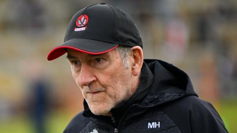 Derry boss Mickey Harte pictured ahead of last month's Division One game against Roscommon