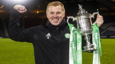 Celtic manager Neil Lennon with the Scottish Cup