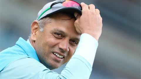 India A coach Rahul Dravid during a tour match between ECB XI v India A at Headingley on June 17, 2018 in Leeds, England