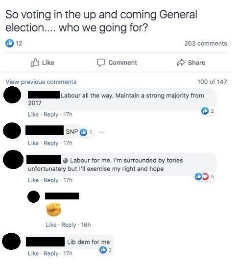 Some posts advocating Labour, SNP and the Lib Dems