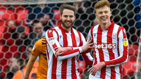 Hull old boys Nick Powell (left) and Sam Clucas (second left) were on target in Stoke's storming start at - and both went on to add a second goal