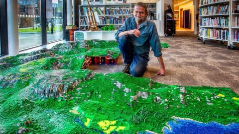 Jon Tordoff and his Lake District model made of Lego