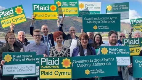 Adam Price and Plaid Cymru activists