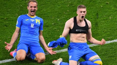 Artem Dovbyk scored his first goal for Ukraine to set up a meeting with England in the last eight of Euro 2020