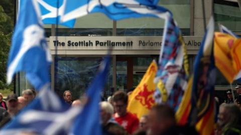 Scottish parliament flags rally