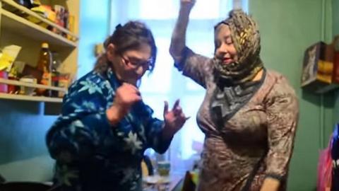 Screen grab of clip from YouTube of pensioners dancing