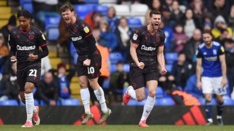 Reading players celebrate against Birmingham