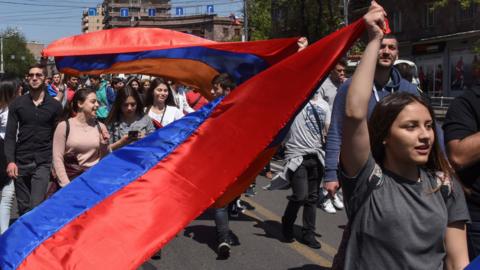 Demonstration in Yerevan - 23 April