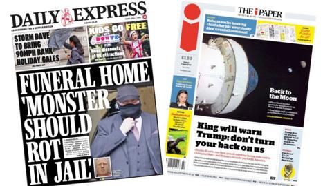 A composite image of the front pages of the Daily Express and the i Paper on 3 April 2026