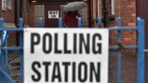 Voter at polling station in north Belfast, 12 December 2019