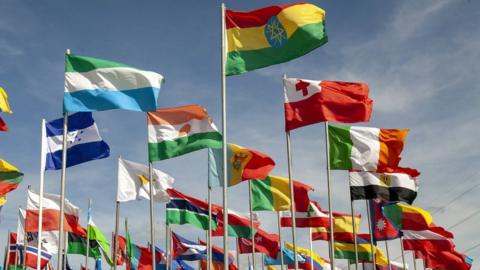 Flags at the UK's largest Islamic convention