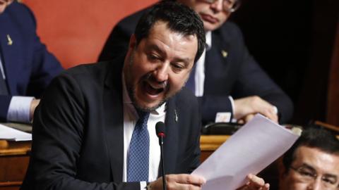 Matteo Salvini in the Italian senate