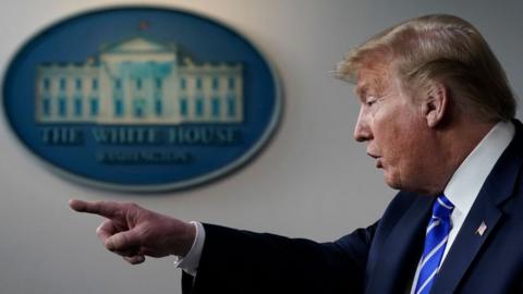 President Donald Trump at a coronavirus task for briefing