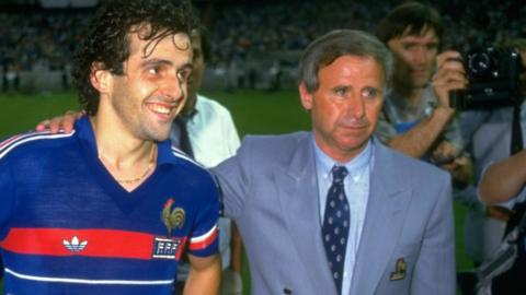 Michel Hidalgo (right) and Michel Platini